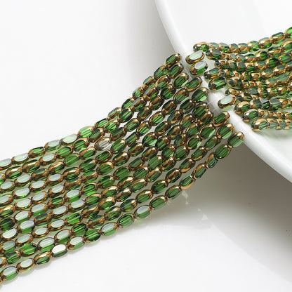 Electroplated Frosted Glass Beads 4mm x 6mm Metallic Edged 96pcs 8
