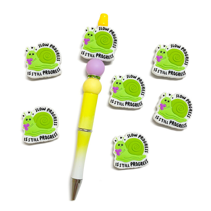 Silicone Focal Beads Snail Holding Purple Heart 20pcs 2