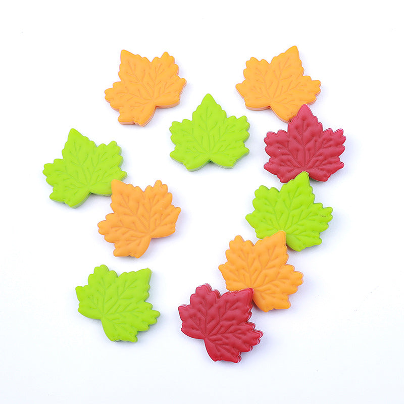 Silicone Focal Beads Maple Leaf Detailed Vein Patterns 20pcs 3