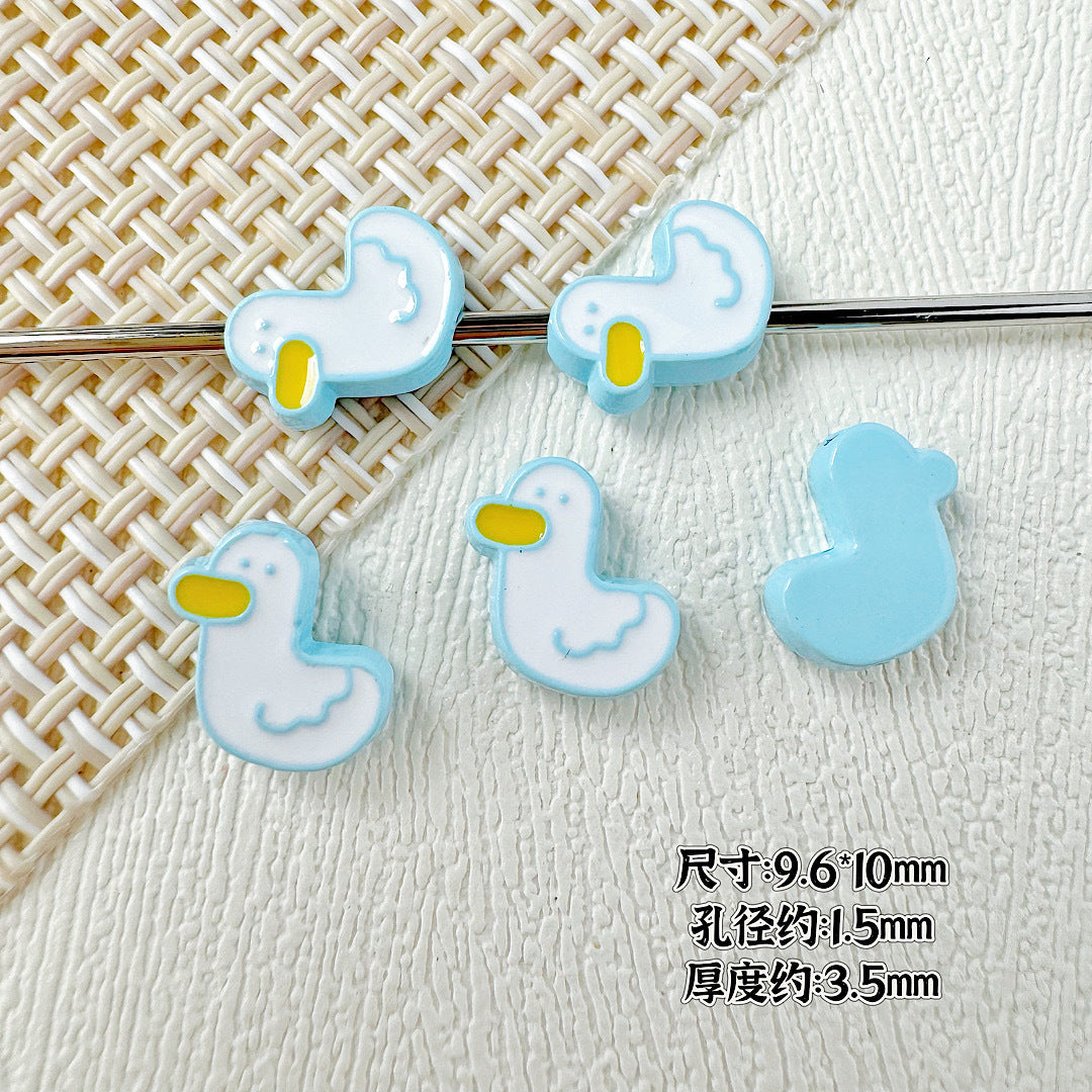Baking Painted Duck and Strawberry Cake Metal Beads 13/10mm 20pcs 17