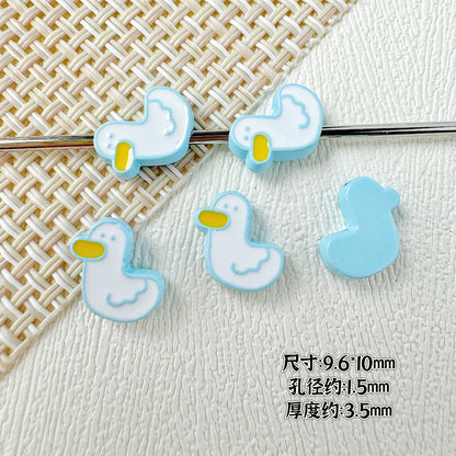 Baking Painted Duck and Strawberry Cake Metal Beads 13/10mm 20pcs 17