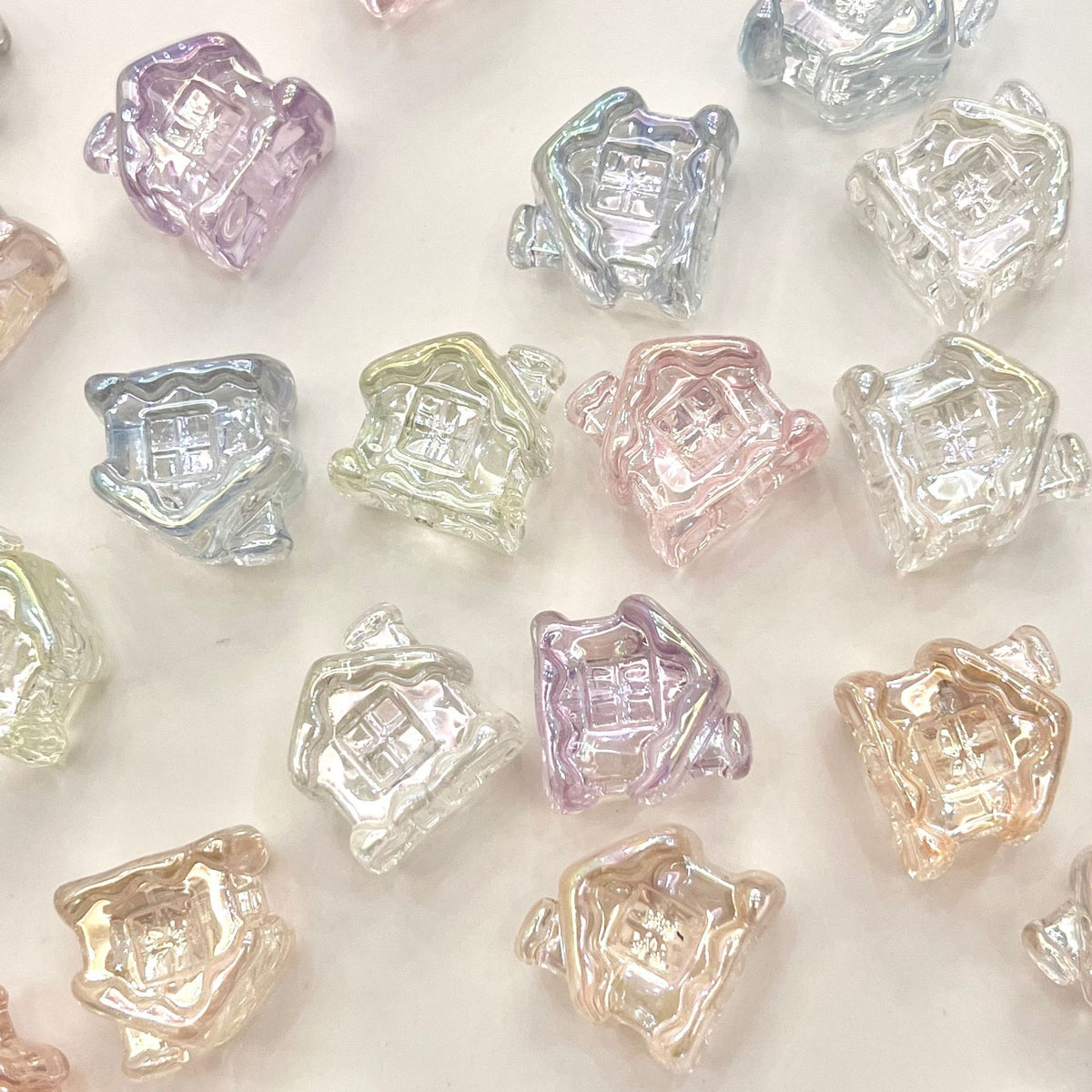 Transparent Snow House Acrylic Beads 20mm Assorted Colors 10pcs 3
