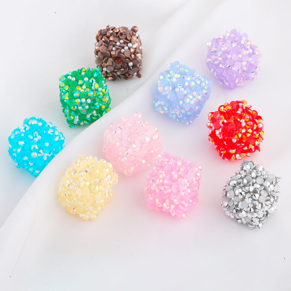 Glitter Square Acrylic Beads 20mm Wrapped Sparkle 10pcs