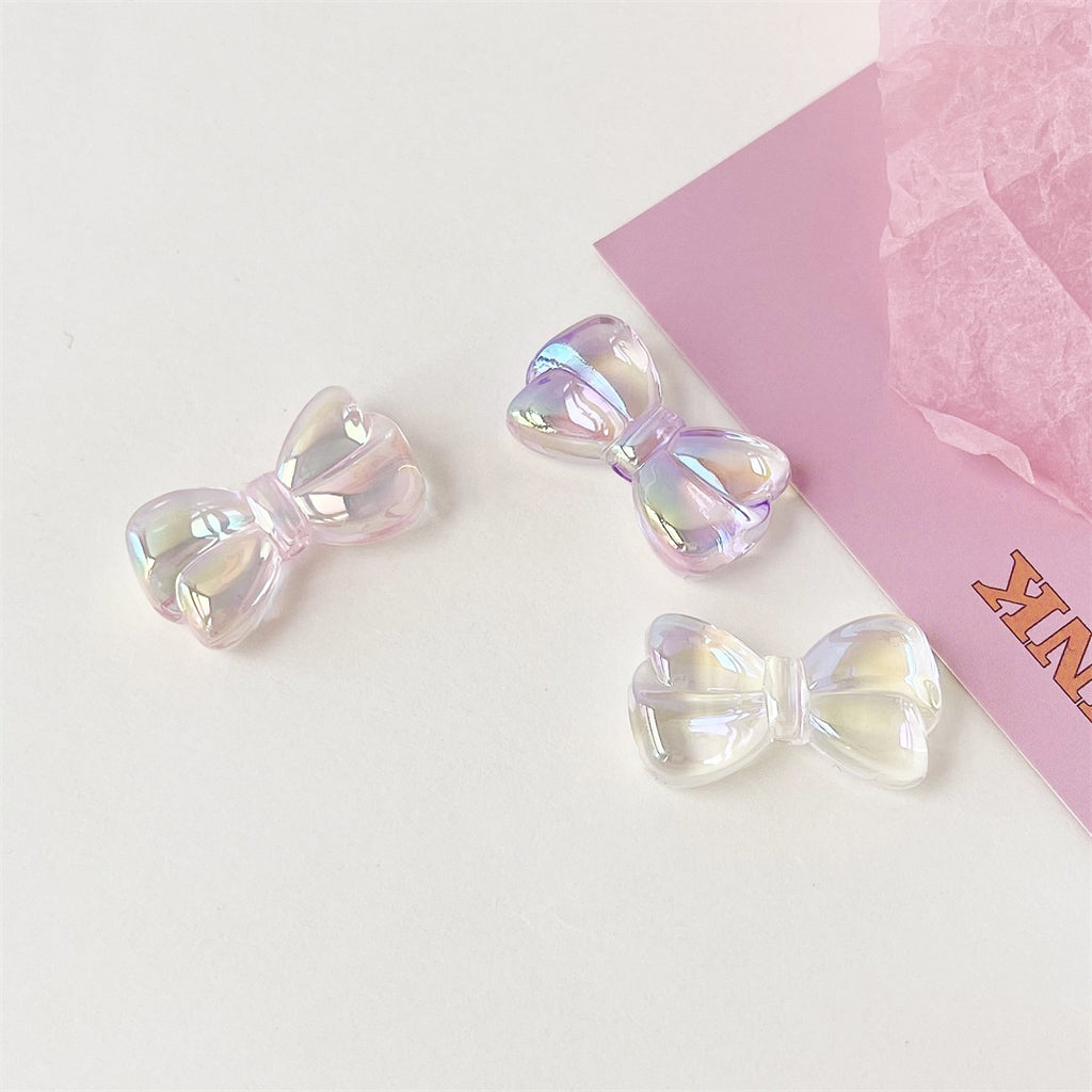 High Transparency Bow Acrylic Beads 16mm 29mm Pastel Rainbow 100pcs 2