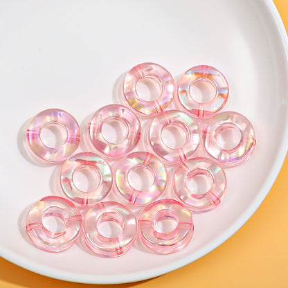 Acrylic Doughnut Spacer Beads 21mm Transparent Plating 50pcs 5