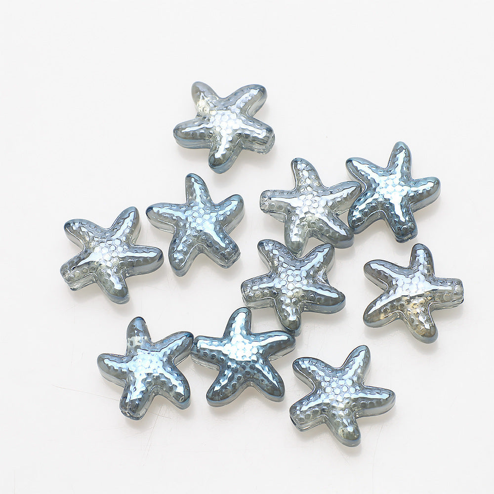 Electroplated Starfish Glass Beads 13-14mm Transparent 30pcs 11