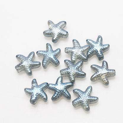 Electroplated Starfish Glass Beads 13-14mm Transparent 30pcs 11
