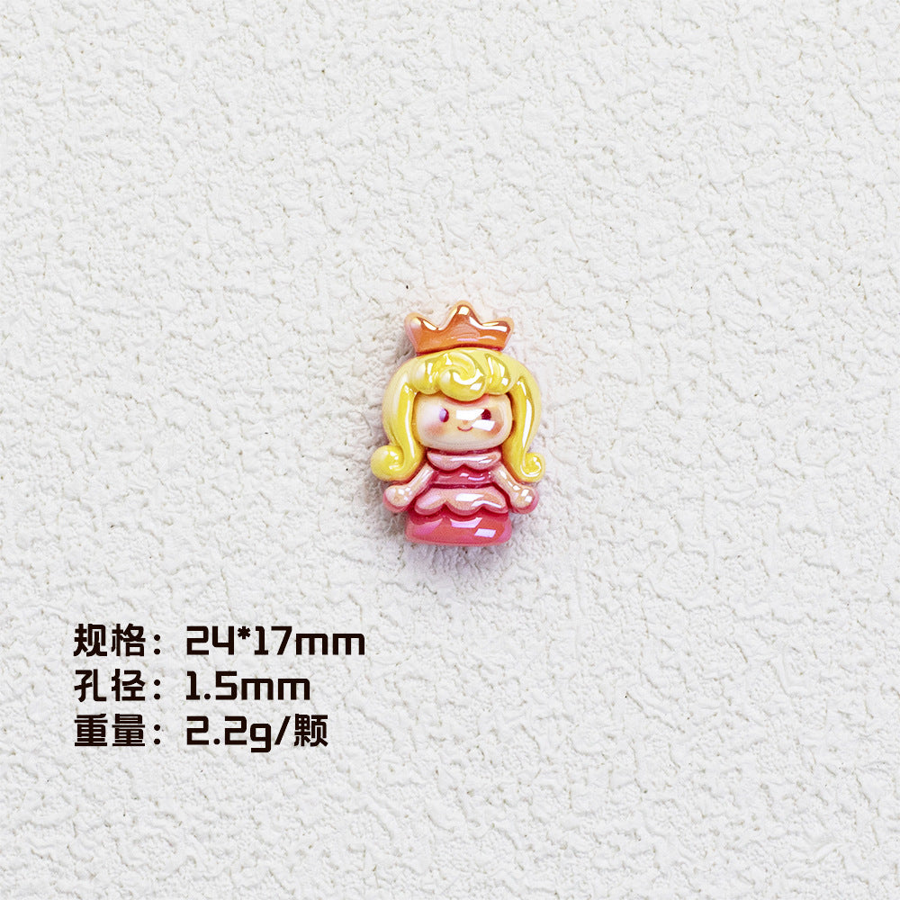 Disney Princess Series Vertical Hole Resin Beads Chibi Style 20pcs 9