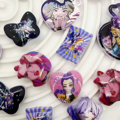 Mixed Shape Acrylic Beads Demon Hunters Printed Bold Colors 50pcs 2
