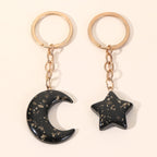 Acrylic Star Moon Couple Keychain Gold Flakes Delicate Chain 4