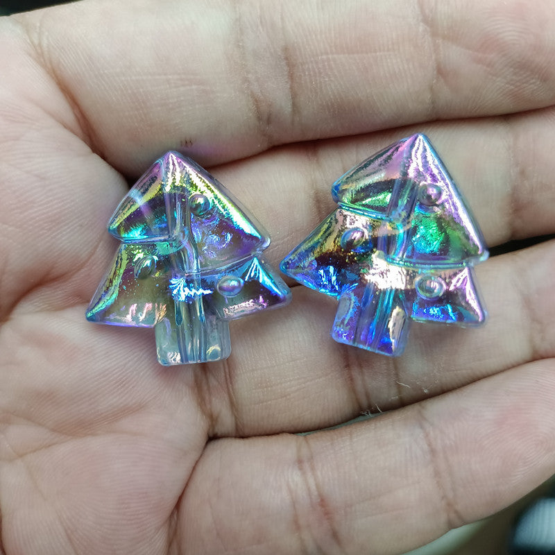 Transparent Christmas Tree Acrylic Beads 25mm UV Plating 100pcs 4