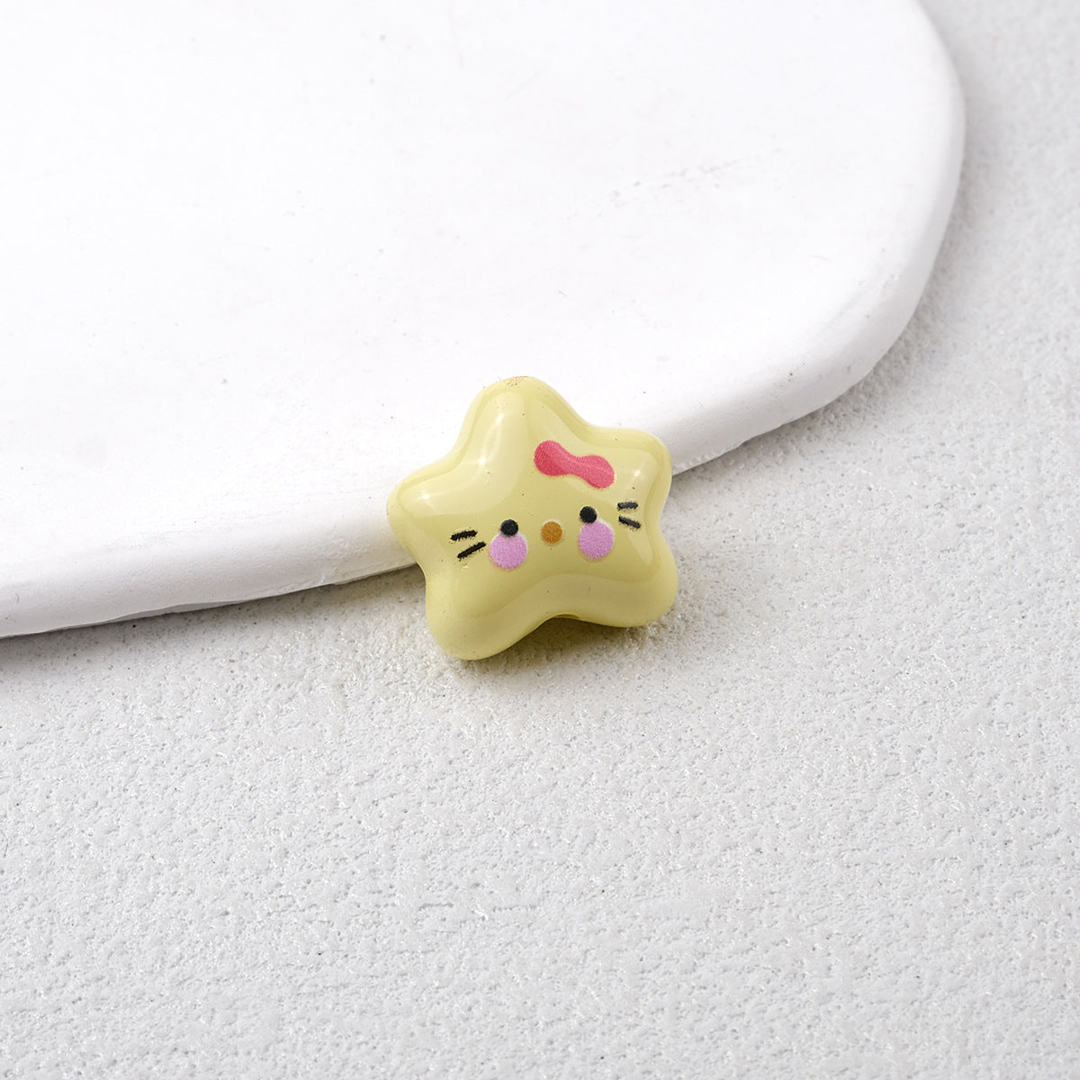 Star Acrylic Beads 20mm Glossy Hello KT Faces Colorful 20pcs 16