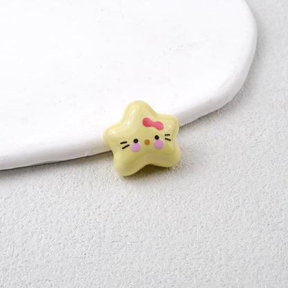 Star Acrylic Beads 20mm Glossy Hello KT Faces Colorful 20pcs 16