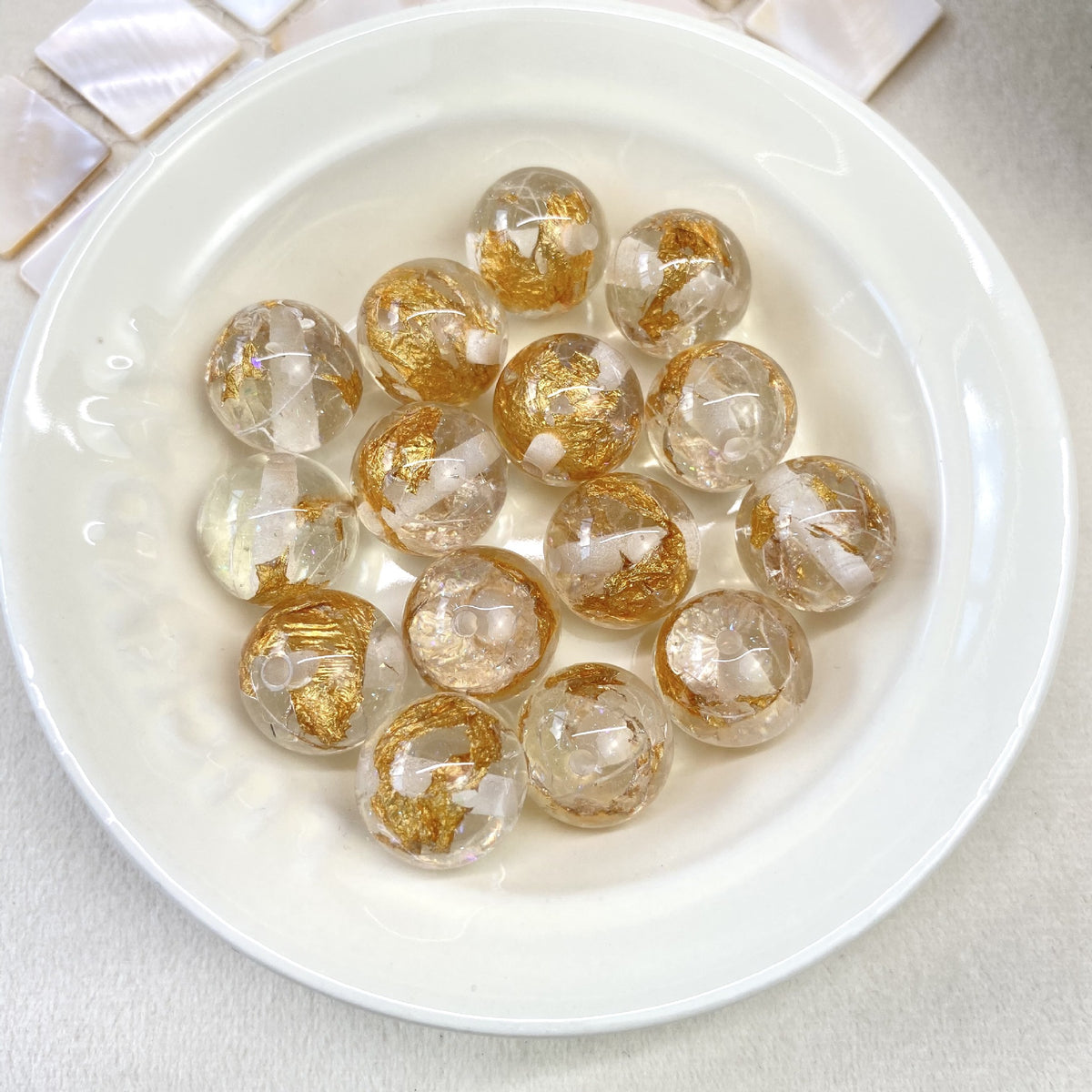 Clear Gild Tinsel Resin Beads 16mm Round Multicolor 50pcs 7