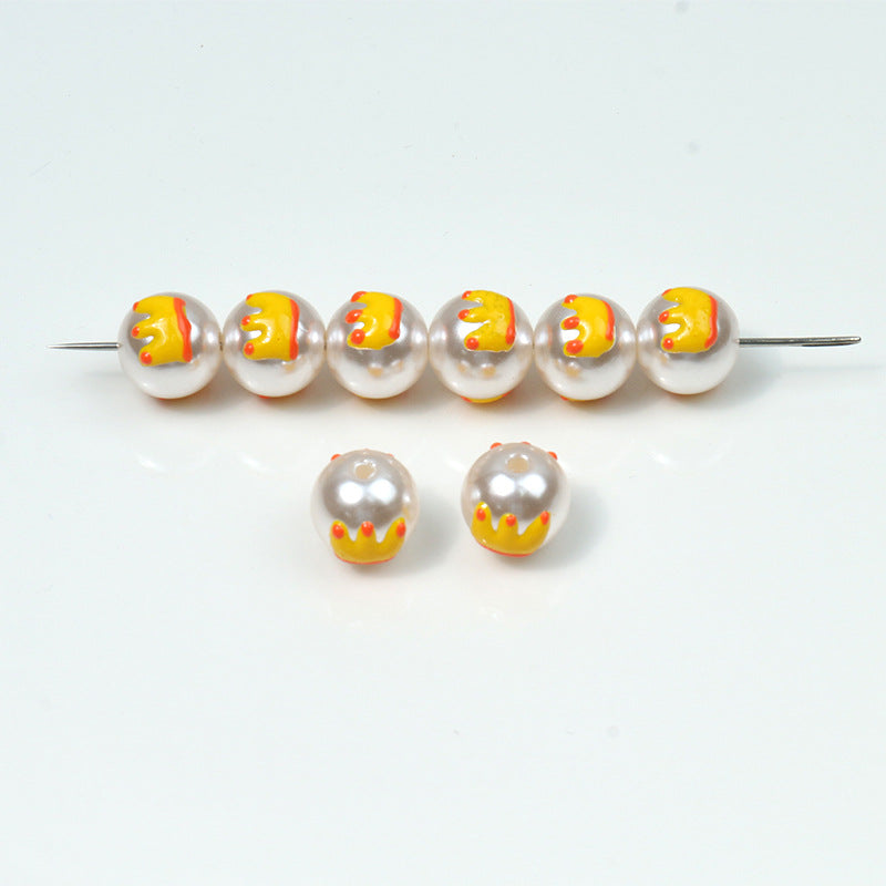 Hand Painted Acrylic Beads 12mm Enamel Cartoon Motifs 10pcs 18