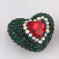 Rhinestone Heart Clay Beads 24mm Colorful Sparkling 6pcs 14