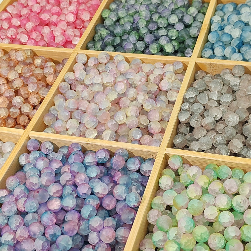Frosted Round Glass Beads 10mm Muted Pastels Earth Tones 50pcs