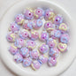 Hand Painted Rhinestone Flower Acrylic Round Beads 16mm 5pcs 21