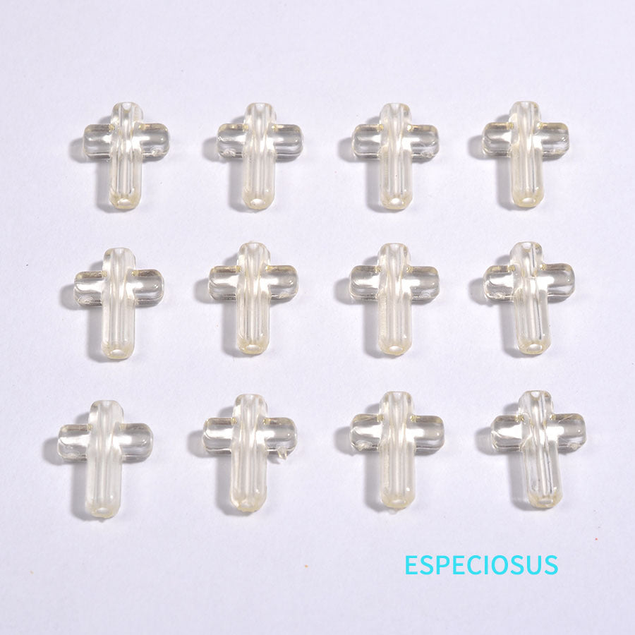 Transparent Cross Acrylic Beads 16mm Colored Glossy 100pcs 6