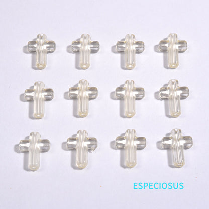 Transparent Cross Acrylic Beads 16mm Colored Glossy 100pcs 6