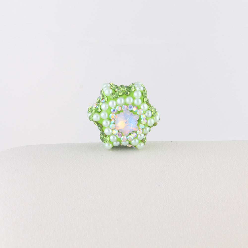 Polymer Clay Hexagonal Star Rhinestone Beads 23mm Full Rhinestone 6pcs 10