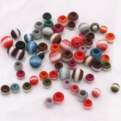 Large Hole Gradient Striped Round Acrylic Beads 10mm 20pcs