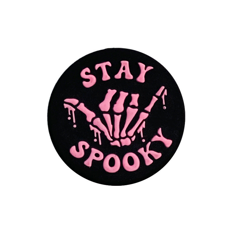Silicone Focal Beads Phantom Finger Skeleton Hands Stay Spooky Text 20pcs 3