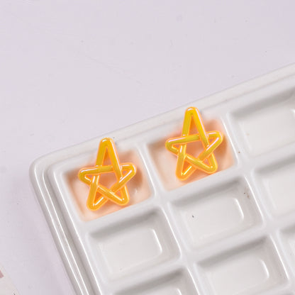 Plated Hollow Star Acrylic Beads 22mm Colorful Mixed 20pcs 6
