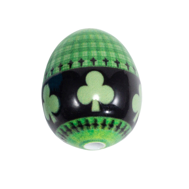 Easter Heart Egg Acrylic Beads 20mm Plaid Pattern 10pcs 9