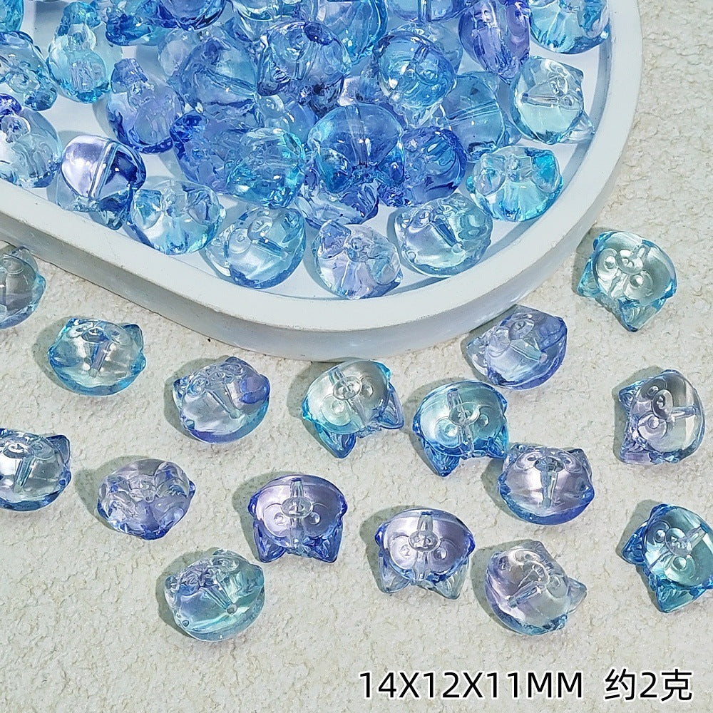Clear Fox Head Glass Beads 14mm Transparent Playful Design 25pcs 15