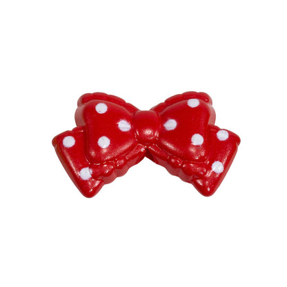 Polka Dotted Double Layer Bow Acrylic Beads 25mm Colorful Glossy 10pcs 9