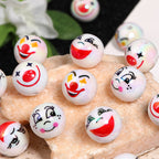 Plating Round Acrylic Beads 16mm Joker Smiley Face Glossy 50pcs