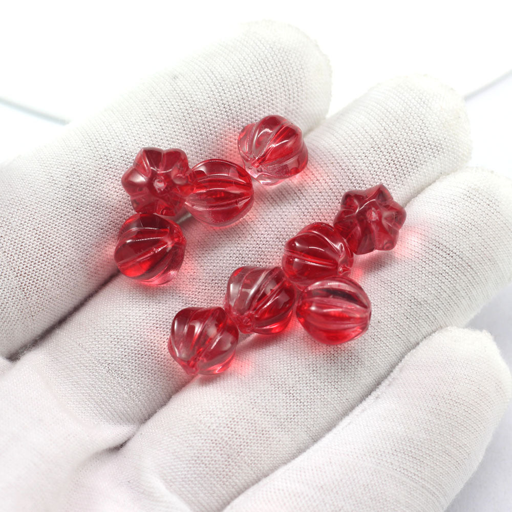 Pumpkin Glass Beads 10mm Imitation Jade Transparent Colors 20pcs 9