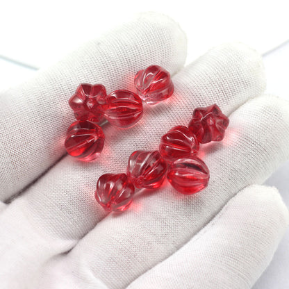 Pumpkin Glass Beads 10mm Imitation Jade Transparent Colors 20pcs 9