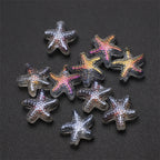 Electroplated Starfish Glass Beads 13-14mm Transparent 30pcs 6