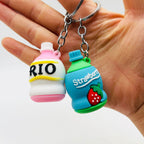PVC Drip Drink Bottle Keychain Colorful Soft Material Charm 5