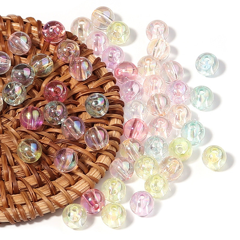 Transparent Round Acrylic Beads 6-10mm Jelly Colored Plating 100pcs 2