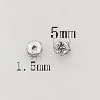 Square Metal Beads 5mm Tibetan Four Sides Plum Blossom Pattern 100pcs 3