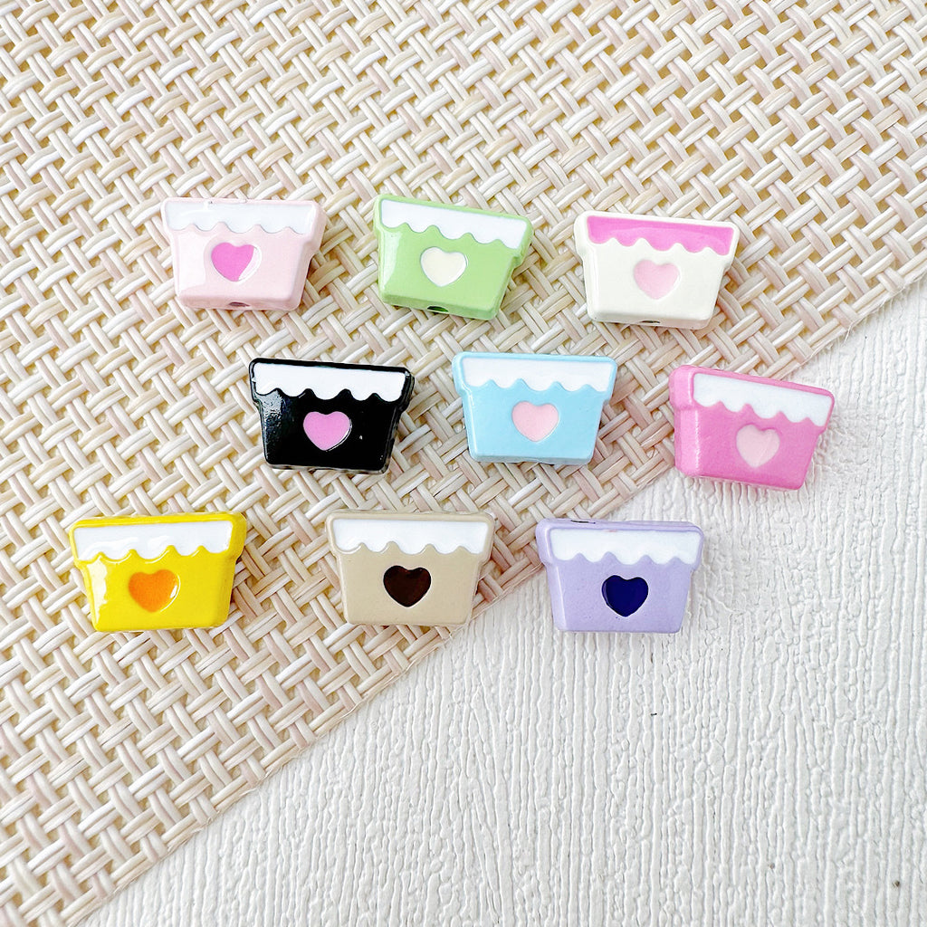 Baking Painted Teddy Bear and Flowerpot Metal Beads 15mm 10pcs 25