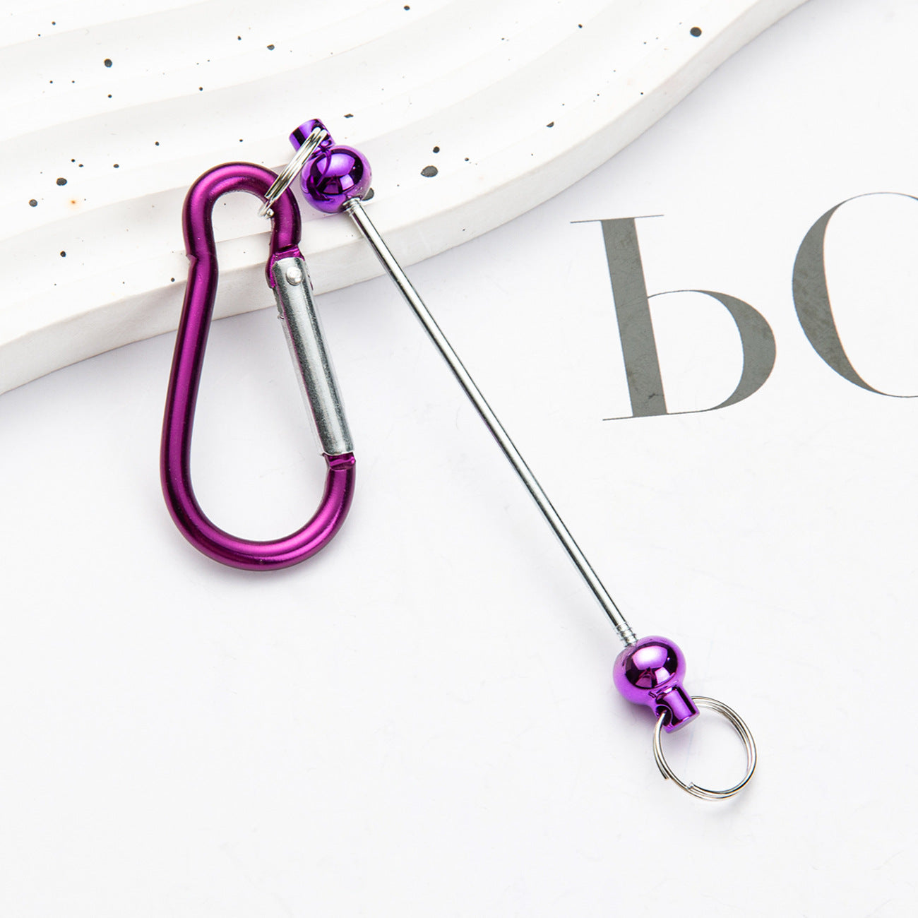 Beadable Carabiner Keychain Metal Shiny Frame Colorful Options 13