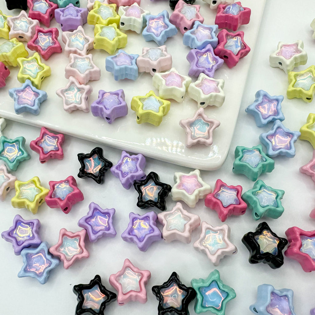 Star Metal Beads 13mm Baking Painted Zircon Embedded 10pcs 3