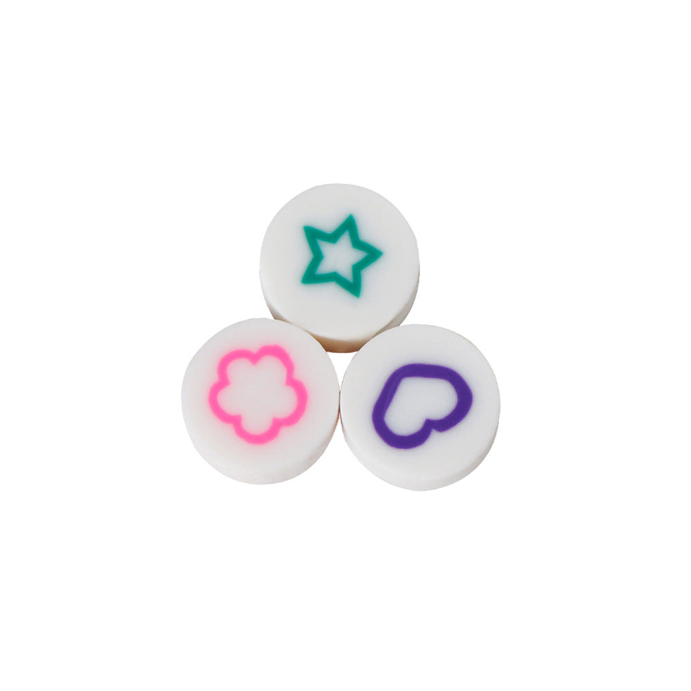 Flat Round Clay Beads 9mm Star & Moon Pattern Polymer 100pcs 4