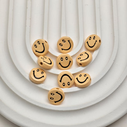 Smiling Face Metal Beads 10mm Baking Painted Zinc Alloy 50pcs 7