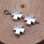 Chunky Cross Metal Beads 8mm Antique Silver Tone 60pcs 2