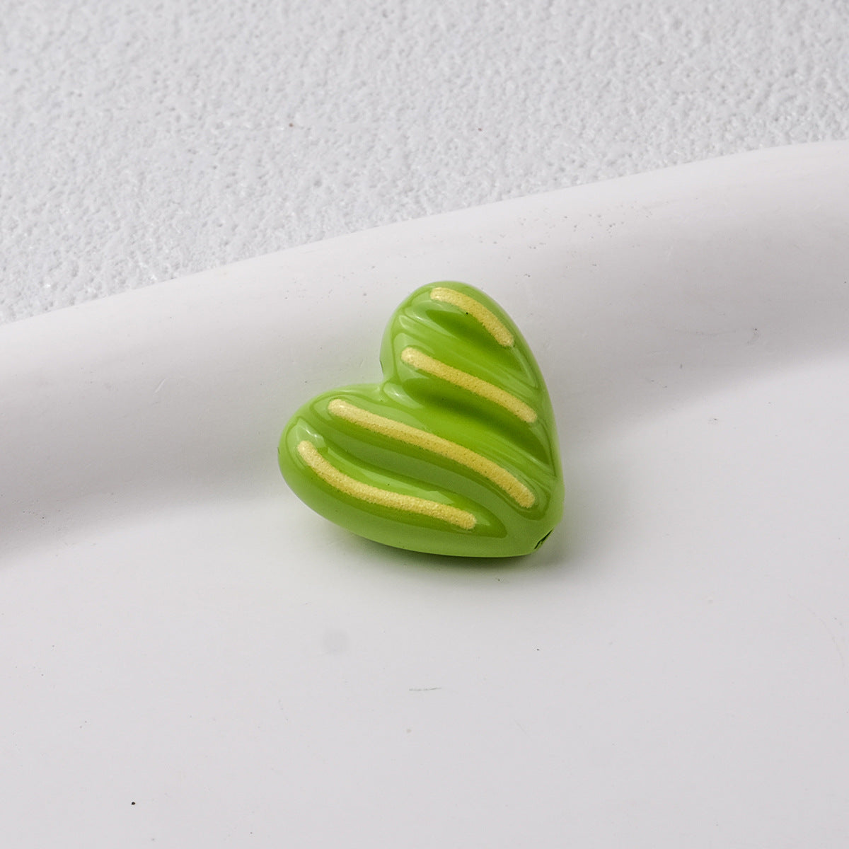 Wavy Stripe Heart Acrylic Beads 19mm Colorful Mixed 20pcs 14