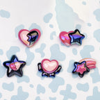 Sweet And Sassy Heart Star Resin Beads Glossy Pink Purple 20pcs 2