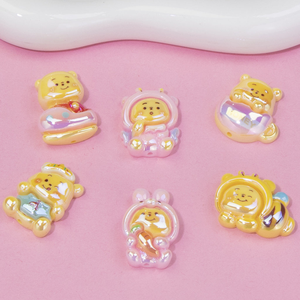 Glossy Pastel Resin Bear Resin Beads Playful Charm 10pcs 3
