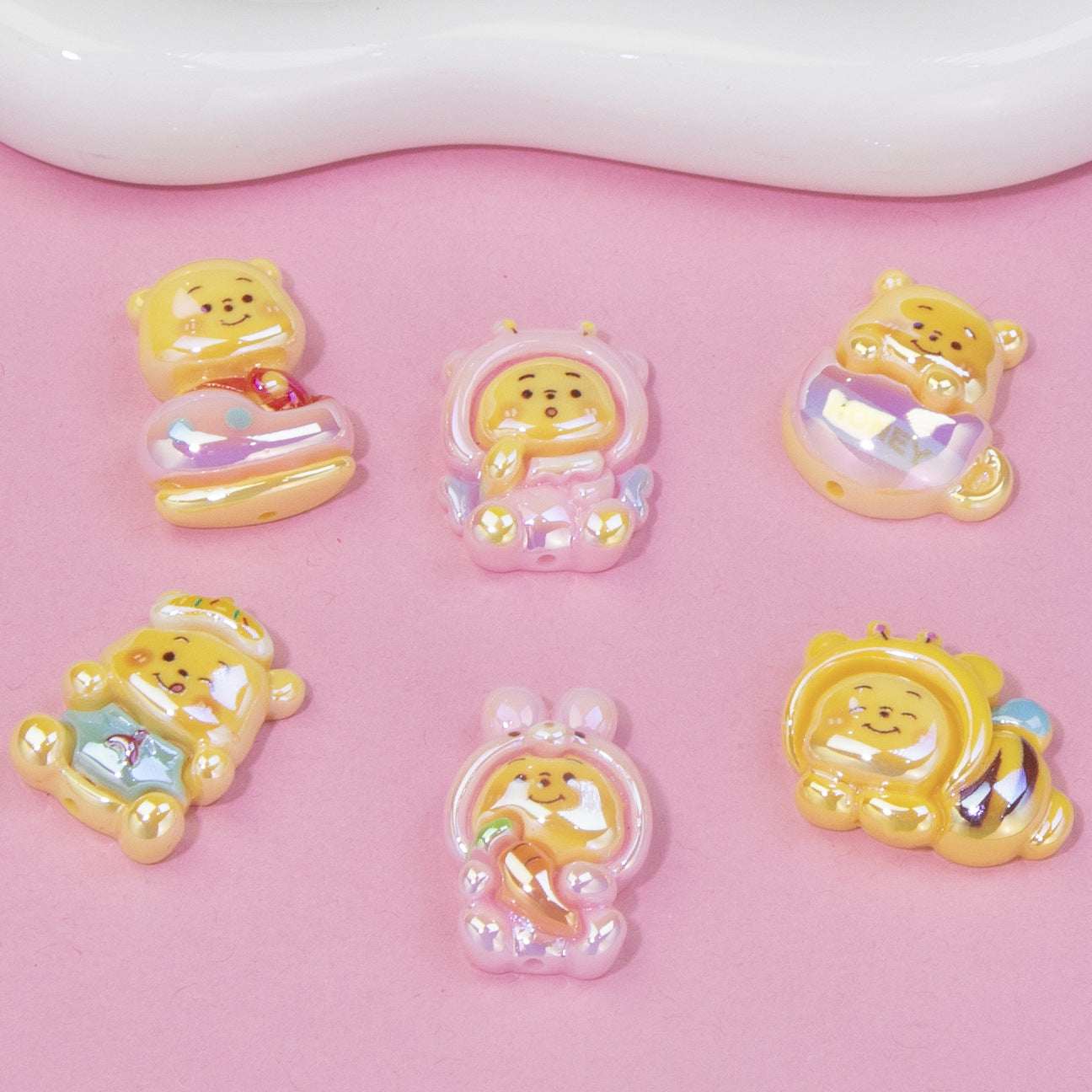 Glossy Pastel Resin Bear Resin Beads Playful Charm 10pcs 3