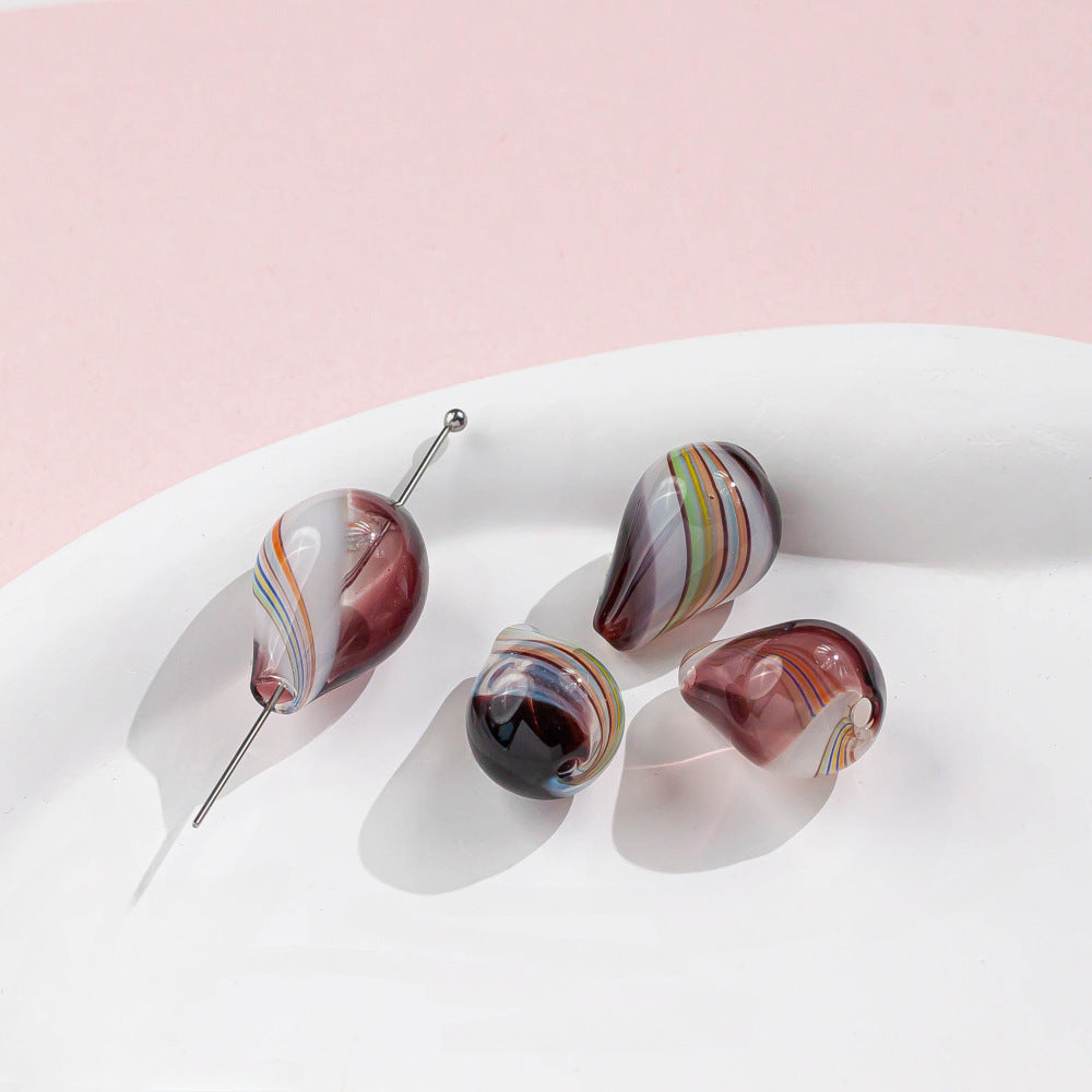 Irregular Hollow Water Drop Blown Glass Beads 22/29mm 4pcs 8