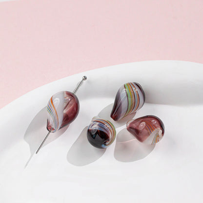 Irregular Hollow Water Drop Blown Glass Beads 22/29mm 4pcs 8